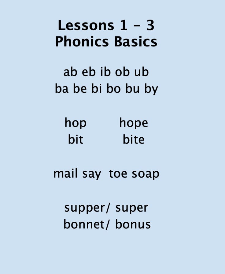 Sample Words From syllables lessons 1 to 3