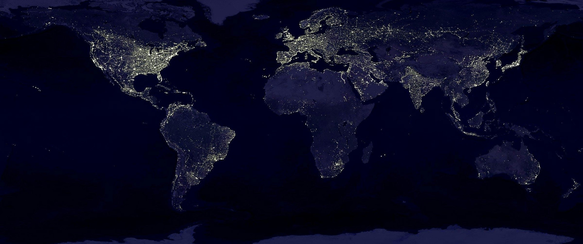 Map of world with lights