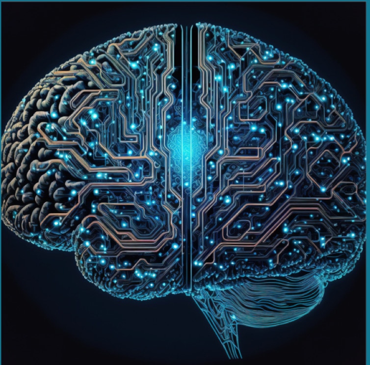 Picture of Brain with wires and circuits